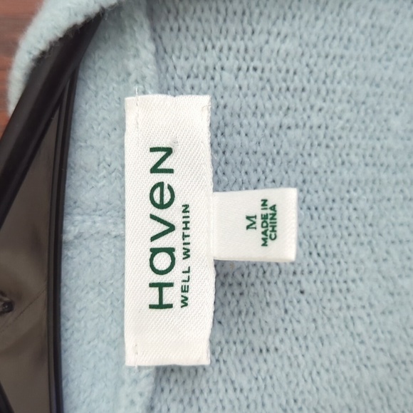 Haven Well Within Baby Blue Super Soft Long Sleeve Belted Open Cardigan Size Med - Picture 4 of 6